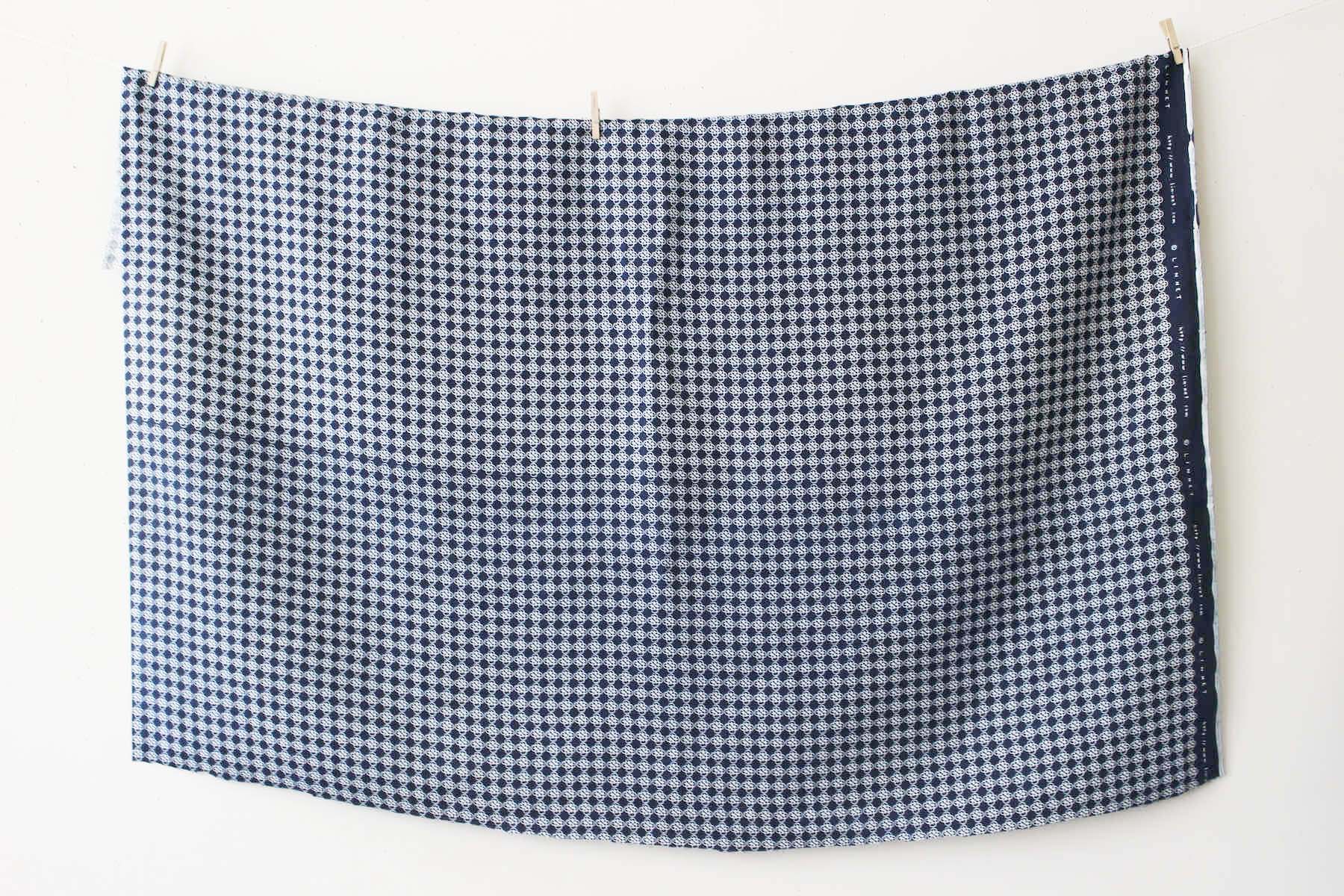 LINNETリネンプリント <br/>ルールー・藍×白